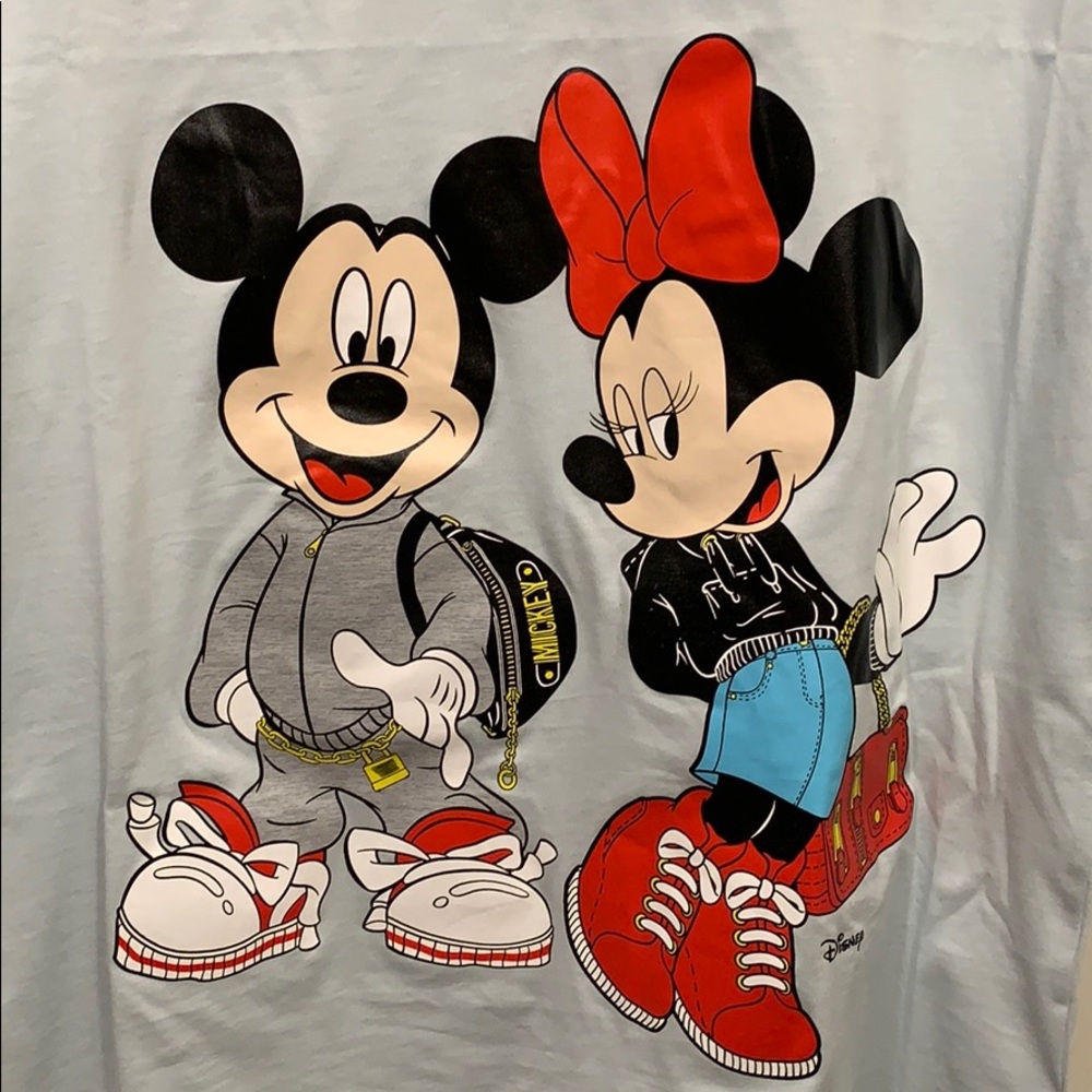 MOSCHINO x H&M Mickey Minnie T-Shirt Sz S NWT - Picture 4 of 4